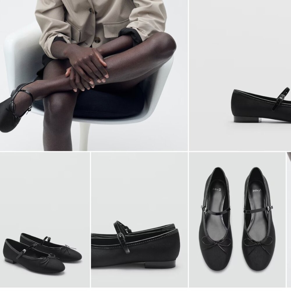 MANGO | Mary Jane Ballerina Flats with  bow detail Size 10 USA